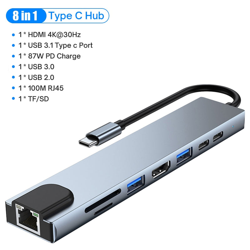 HUB usb - c - 8 em 1 - varias portas para MacBook