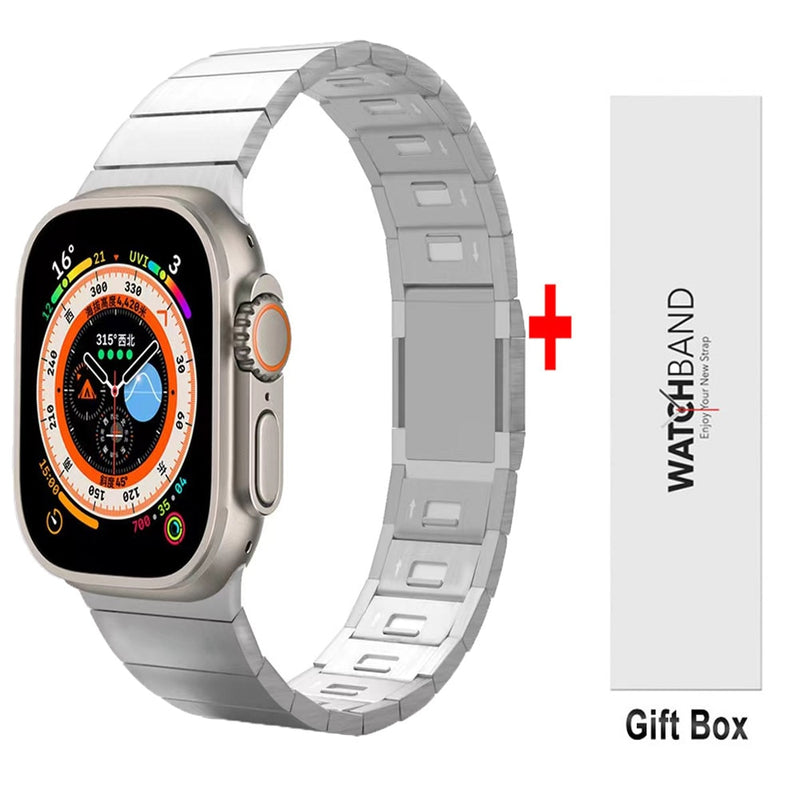 Pulseira de Aço Inoxidável com elo Magnético para Apple Watch Ultra e Series